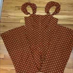 Sleeveless Rust Polka Dot Jumpsuit